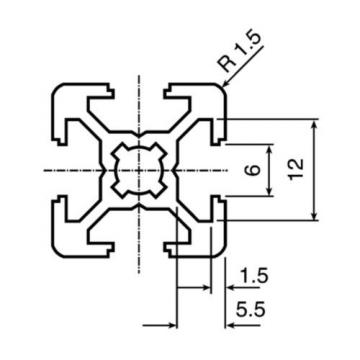 Bosch Italy Dutch Rexroth Extrusion Aluminium (Cut To Length),6mm Groove,3000mm L, 20x20mm