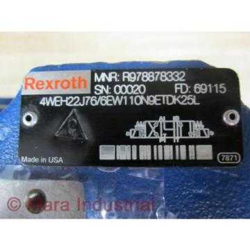 Rexroth Singapore France Bosch R978878332 Valve 4WEH22J76/6EW110N9ETDK25L - New No Box