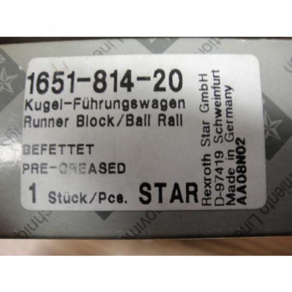 Used Dutch India REXROTH STAR RUNNER BLOCK / BALL RAIL 1651-814-20 #3 image