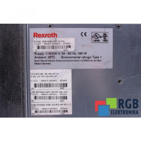 BTV20.3SA-56B-45C-S-FW Korea Australia FWA-BTV*44-WNT-04VRS-DE-OEM REXROTH 12M WARRANTY ID35821 #4 image